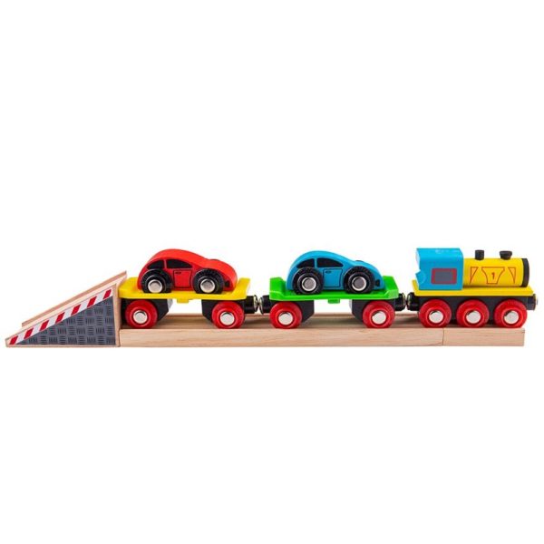 Дървено влакче автовоз с колички Bigjigs Rail BJT199 1