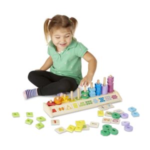 Дървена цветна низанка с цифри и форми Melissa & Doug 19275 1 (2)