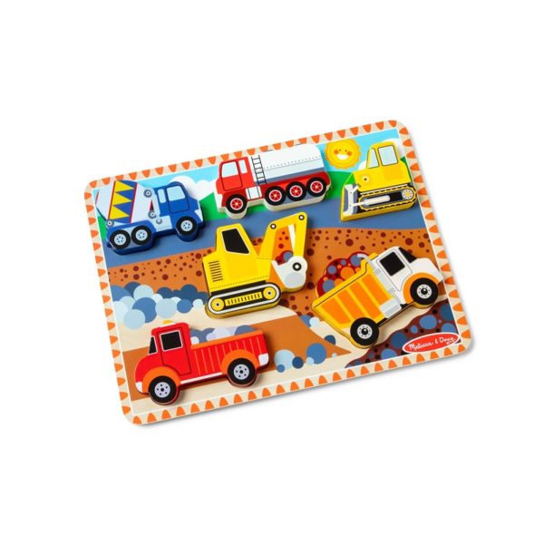 Дървен пъзел 6 части Строителни машини Melissa & Doug